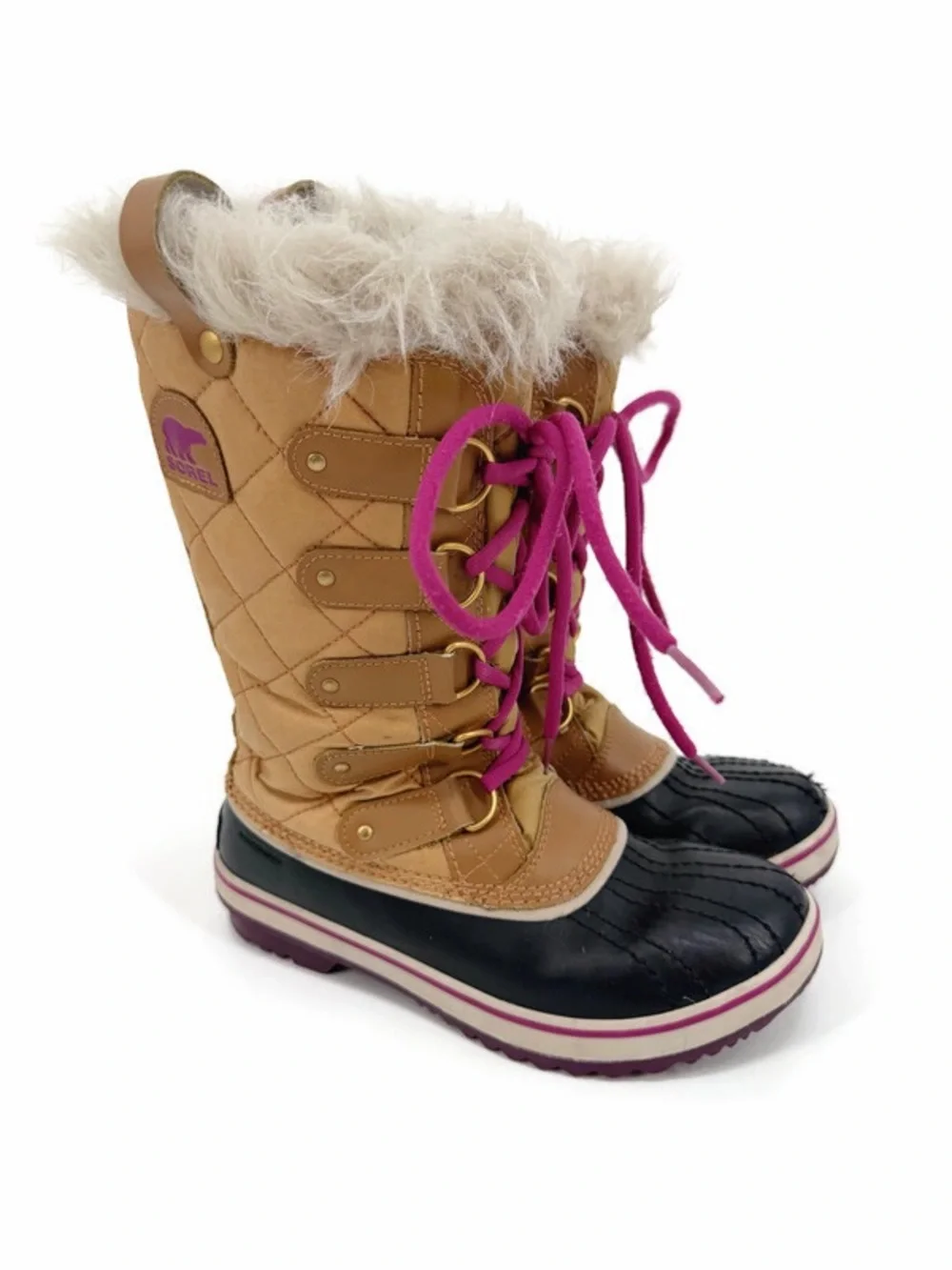 Sorel Tofino II Quilted Faux Fur Boots Camel Pink Size 6.5